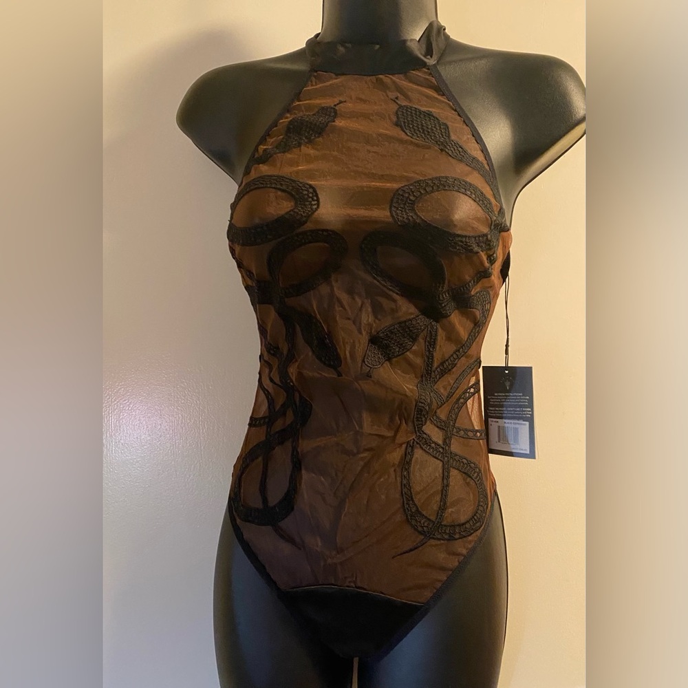 NWT Thistle & Spire Espresso and Black Serpent Print Bodysuit